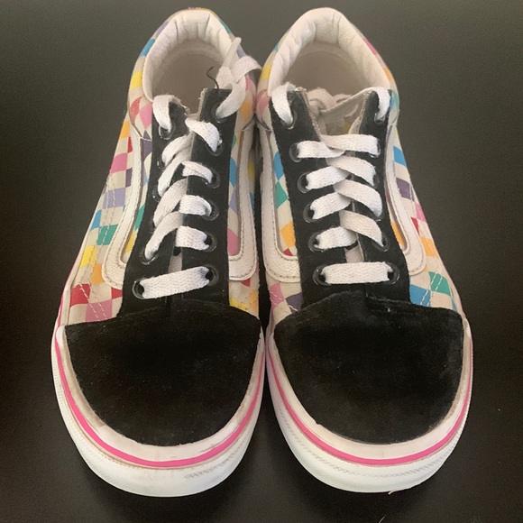 Youth Girls Vans Ward Low Top Old Skool Shoes Rainbow Check size 1 - Picture 10 of 11